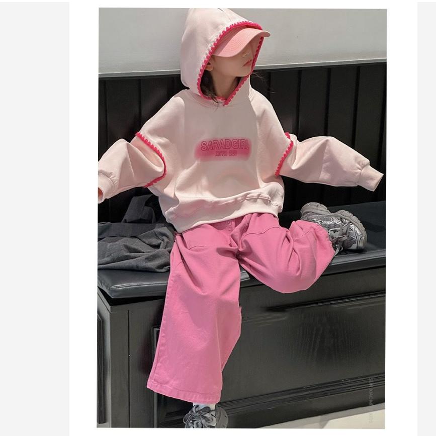 

Костюм Детская одежда для девочек Весенне-осенний свитер с капюшоном в западном стиле Девочка Двойка Повседневный Для детей среднего возраста 120 розовый