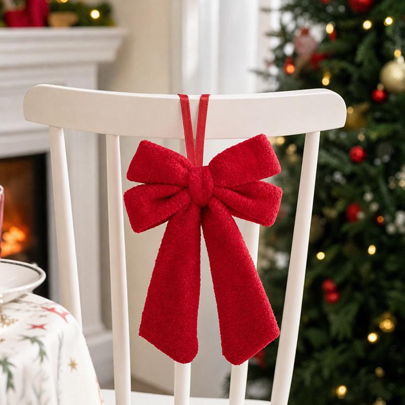Red Christmas Bow Plush Hanging Tree Ornament