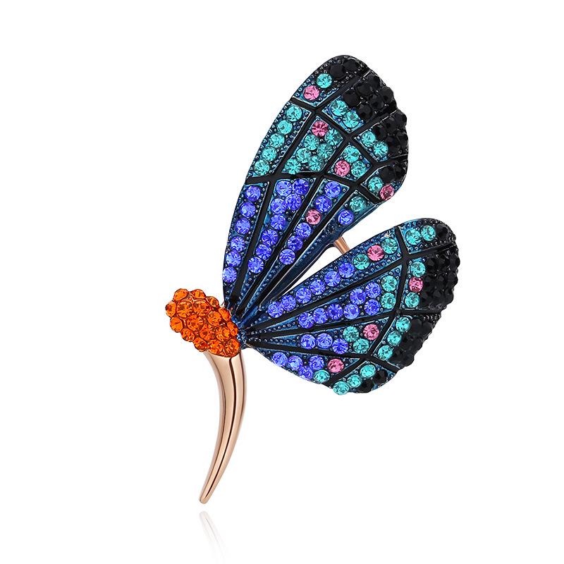 Exquisite Blue Morpho Rhinestone Butterfly Brooch – Elegant Women's Accessory for Suits