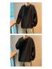 Men's Solid Color Long Sleeve Jacquard T-Shirt - Trendy Scruffy Hong Kong Style, Loose Fit for Couples.