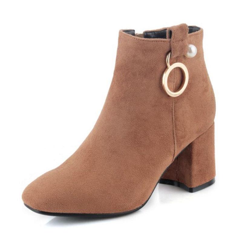 Office Lady Winter Boots Thick Heel 
