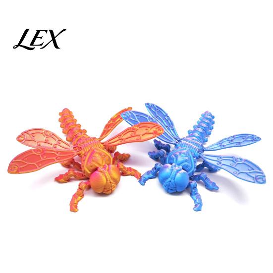 Handheld Fidget Toy 3D Printed Dragonfly Figurine, Articulated Model with Movable Joints, Toys Stress Relief Insect for Desk Decoration PLA Models