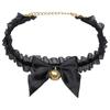 Lolita Fox Ear Cosplay Cat Headband & Erotic Bell Necklace Set with Cute Bow.