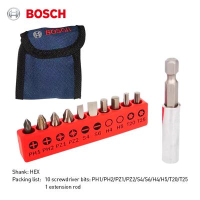 Screwdriver Bits Drill Bit Set: 10 Drill Bits + 1 Extension Bar
