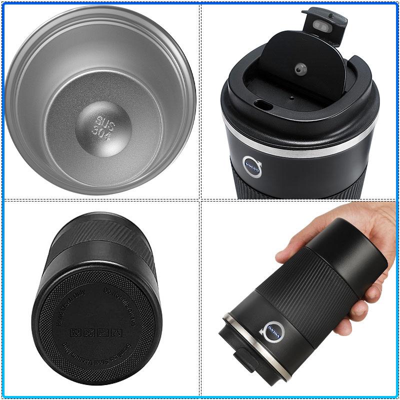 Car Stainless Steel 304 Coffee Thermos Mug Leak-Proof Non-Slip sticker For Volvo XC90 XC60 XC40 V40 V50 V60 S40 S50 S60 S70 S80 S90 240 C70 Vnl Truck