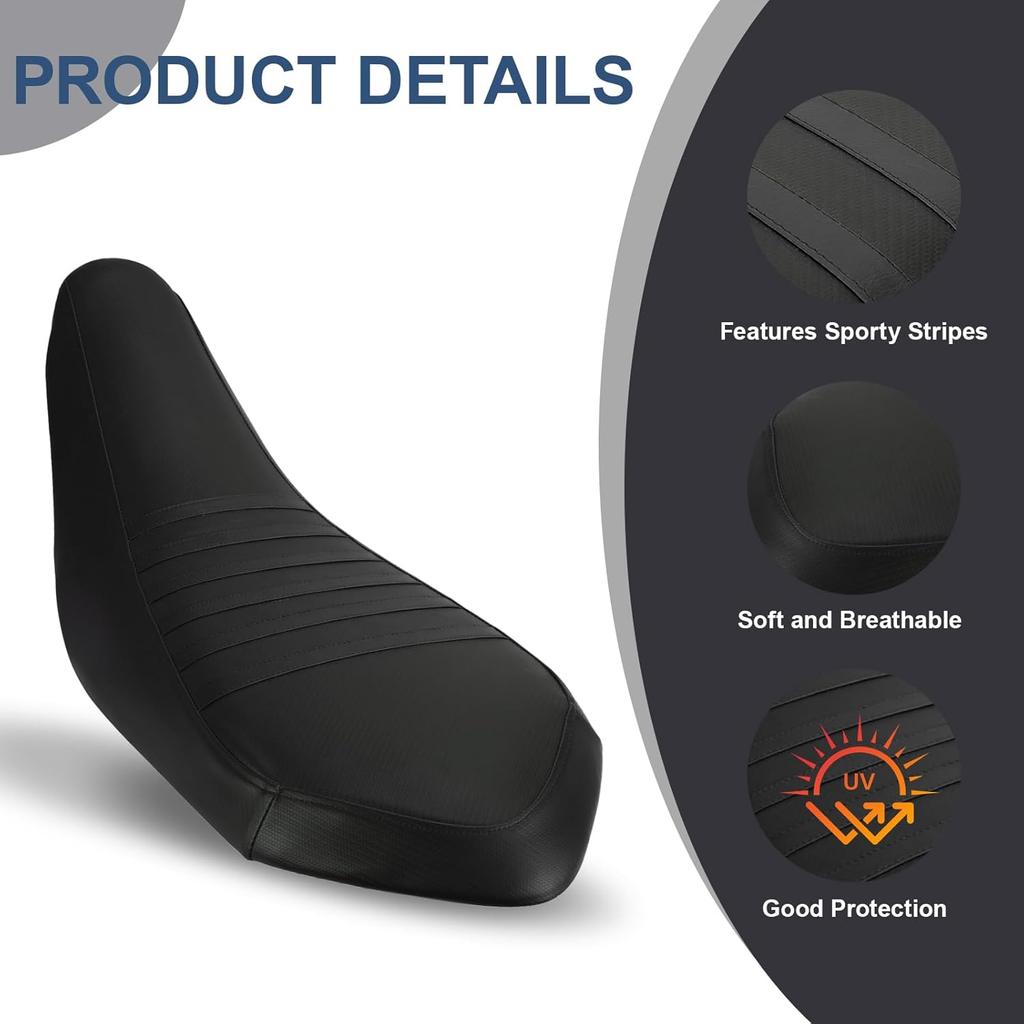 ATV Seat Cover Non-Slip Soft Waterproof for Raptor 700 700R 2006-2024, High Elastic Leather Black