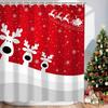 Funny Reindeer Red Christmas Shower Curtain With 12 Hooks Holiday Xmas Christmas Shower Curtains For Bathroom Christmas Decor,