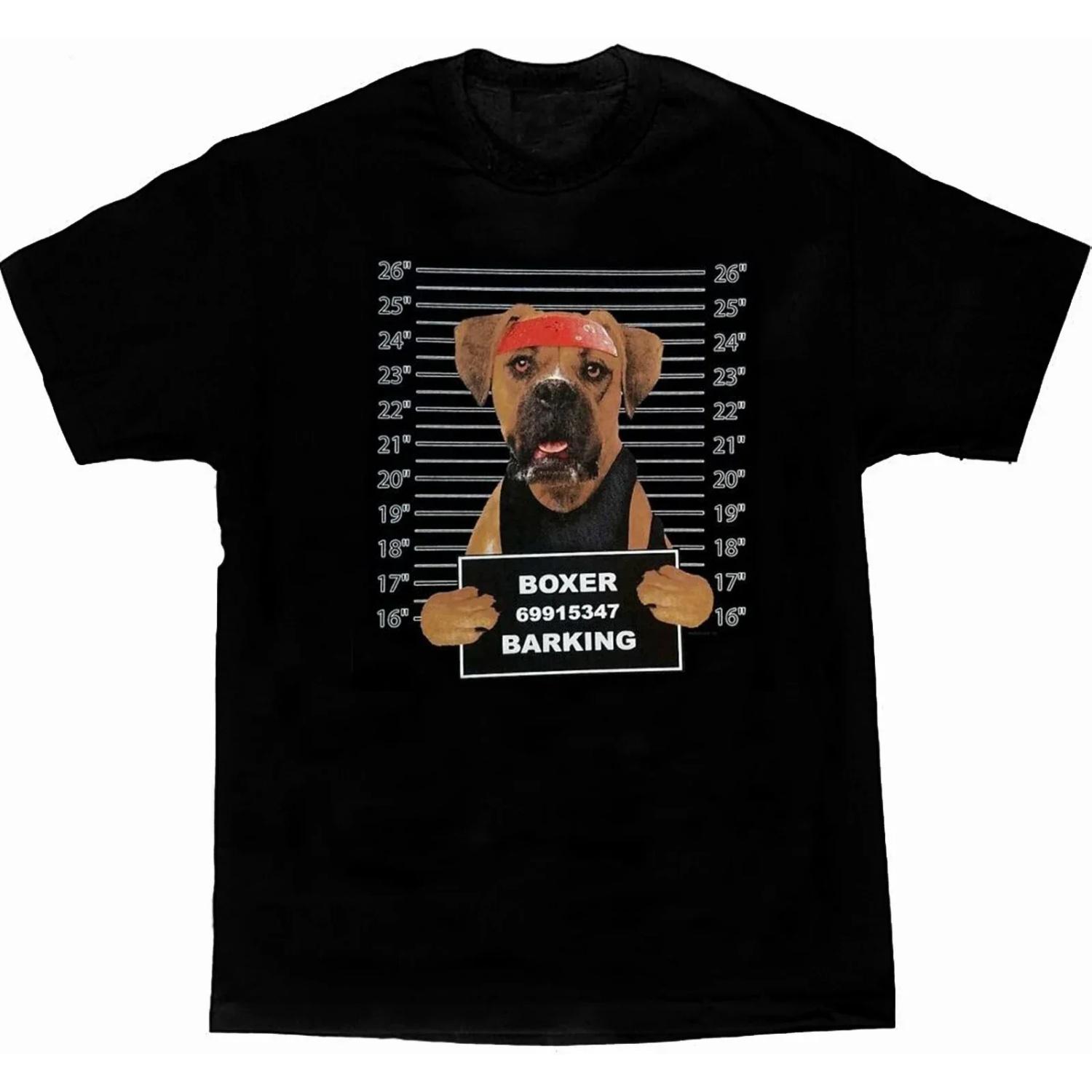 

Funny Boxer Dog Criminal Mug Shot Printed Dog Lovers Gift T-Shirt 100% Cotton O-Neck Short Sleeve Casual Mens T-shirt Size S-3XL XXXXXL чорний