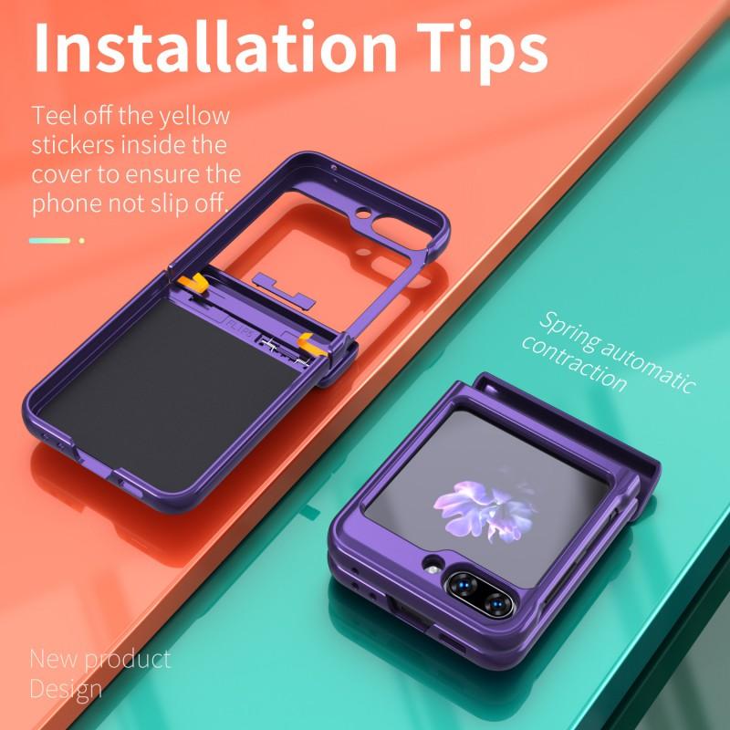Magnetic Snap-On Phone Case With Kickstand Ring Galaxy Z Flip8 Flip7 Flip6 Flip5 Full Coverage PC Back Cover