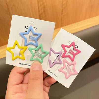 3pcs Candy Color Hair Pin Geometric Hollow Rabbit Star Hair Clips Simple Barrettes Headwear Girls Kids Hair Accessories