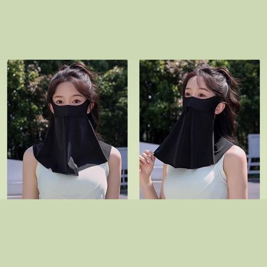 Face Guard with Elastic Strap Ultra-Wide Coverage Double-Layer Structure UPF 50+ UV Protection Cycling Face Protector