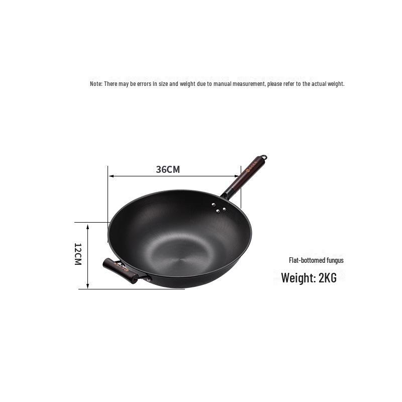 Luchuan Old-Fashioned Round & Flat Bottom Cast Iron Non-Stick Frying Pan for Gas Stoves