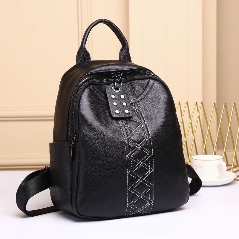 

First-layer Cowhide Women s Bag Genuine Leather Backpack Diamond-grid All-matching Live Broadcast Model 8135