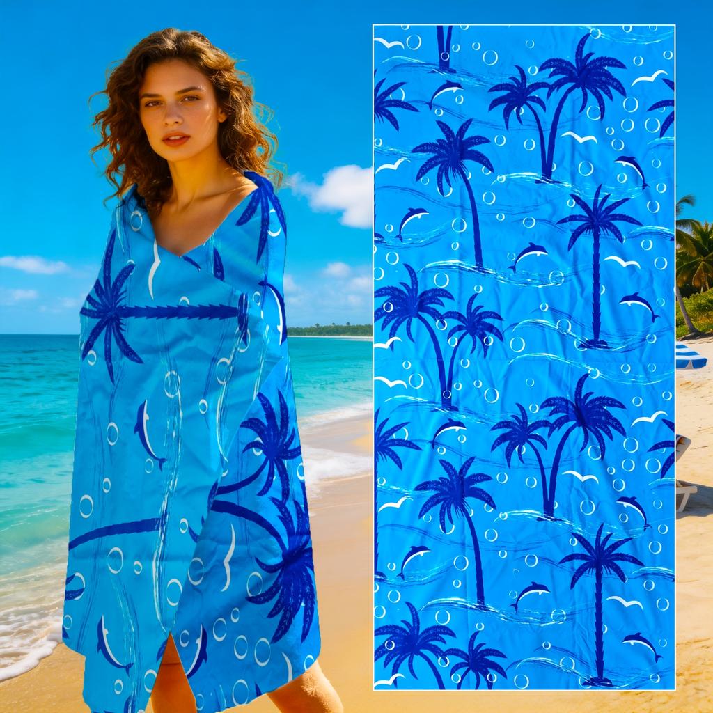 Large Blue Purple Mandala Floral Circular Pattern Beach Towel Extra Big Quick Dry Towel For Bohemian Style Beach Pool Daily Show