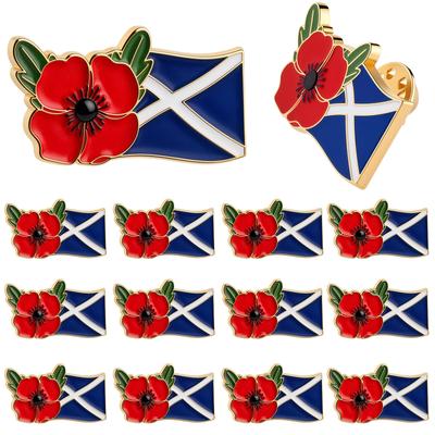 Scotland Scottish St Andrew'S Flag Red Flower Badges And Pins Lest We Forget Brooch