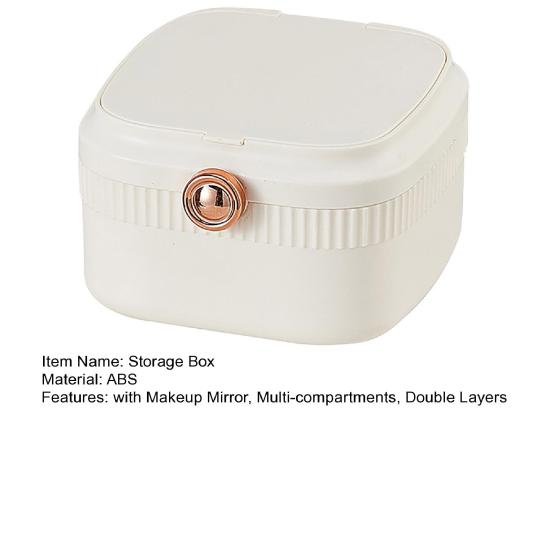 Jewelry Storage Box Mirror Multi-compartments with Makeup Double Layers Dustproof Multipurpose Earrings Necklace Bracelet