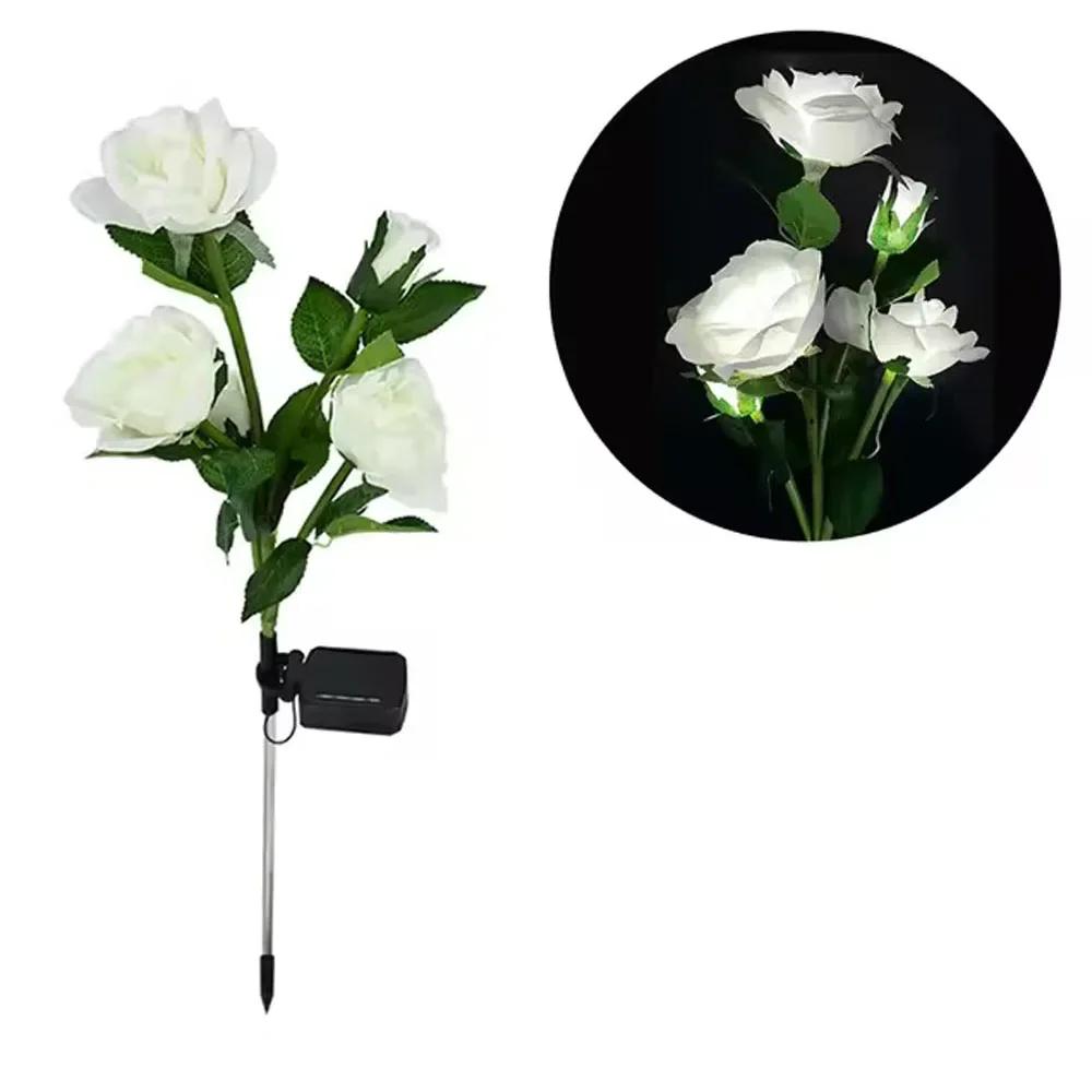 High Quality Solar 5-head Rose Lamp for Outdoor Garden, Courtyard, Lawn Floor Decoration, Waterproof Landscape Light