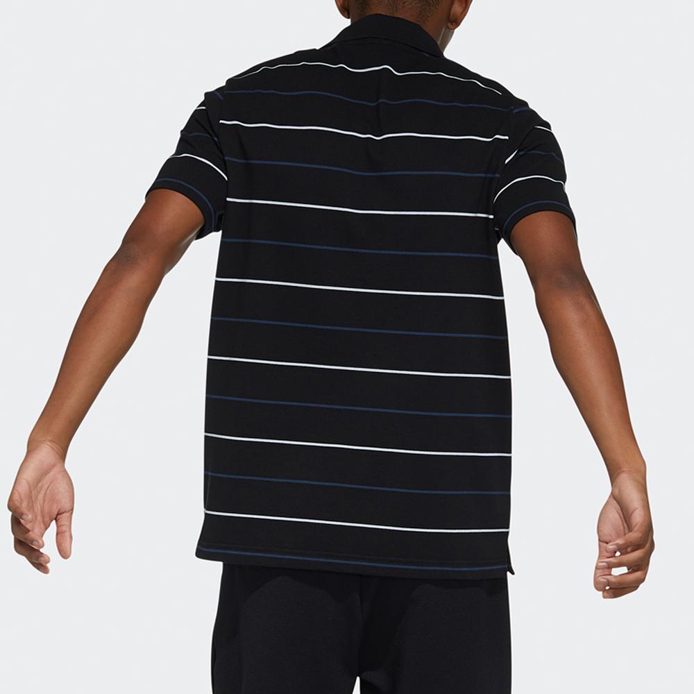 Adidas Yarndye Contrast Stripe Sports Polo Shirt Men Tops Black GP1009
