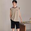 Pure cotton men's pajamas sleeveless vest men's suit 1011 summer new loungewear can be worn outside 100% cotton