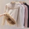 Autumn new plush warm sweater women's slim bottoming shirt sweet wind sweater knitted sweater fluff integrated underwear