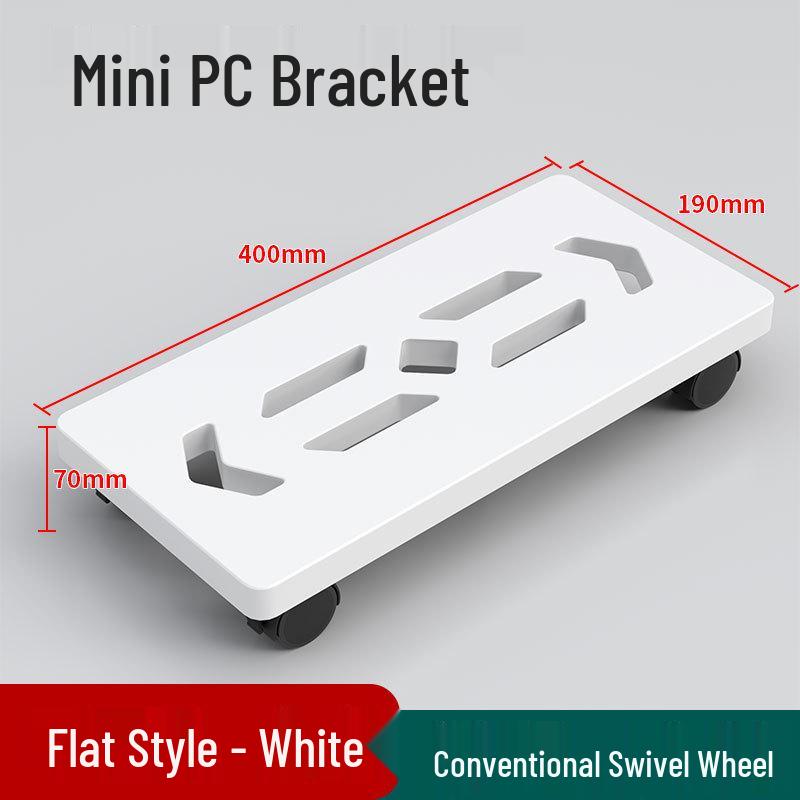 Dual-Layer Computer Mobile Stand with Brakes & Cooling Storage Wheels