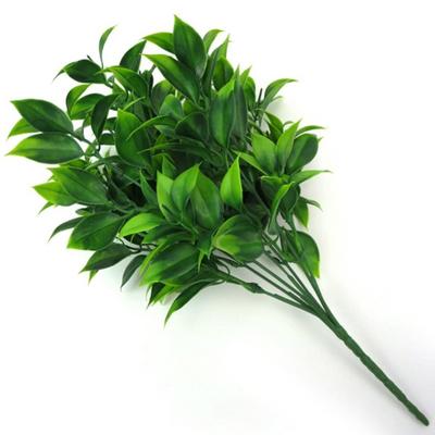 7 Branches Green Artificial Plants for Garden Bushes Fake Grass Eucalyptus Orange Leaves Faux Plant for Home Shop Decoration