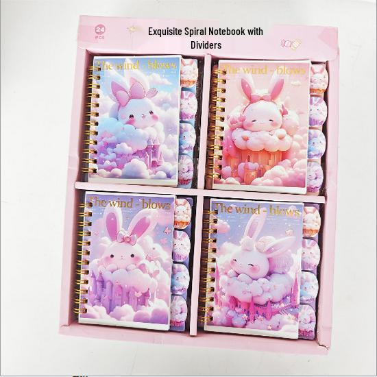 A7 Spiral Notebook with Cute Little Bear Dividers - Perfect for Kids!