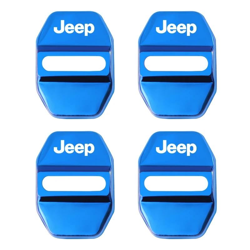 4Pcs Non-Fading Zinc Alloy Car Door Lock Buckle Protector for Jeep Renegade Wrangler JK JL Grand Cherokee Compass Auto Parts
