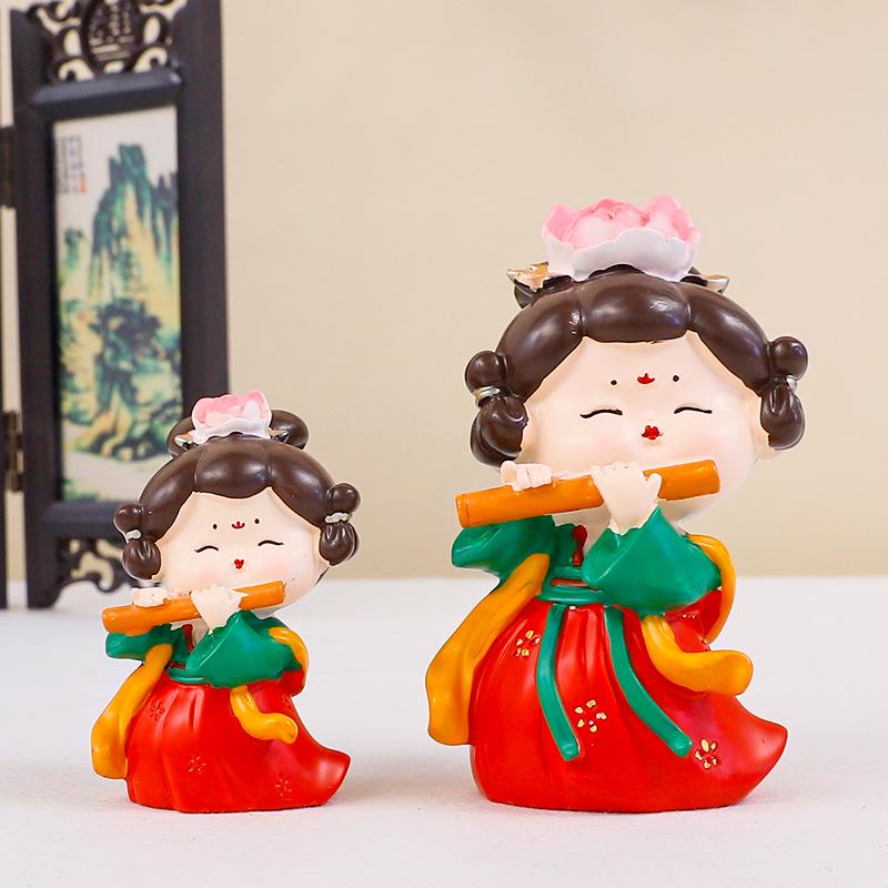 Creative Ancient Tang Lady Figurine: National Tide Style Desktop Ornament