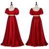 Abito Medievale di Raso Vintage Abito Vittoriano Regency Costume Cosplay Formale Vita Impero Corsetto Abito da Ballo