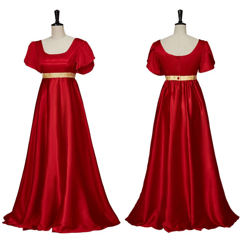 Abito Medievale di Raso Vintage Abito Vittoriano Regency Costume Cosplay Formale Vita Impero Corsetto Abito da Ballo
