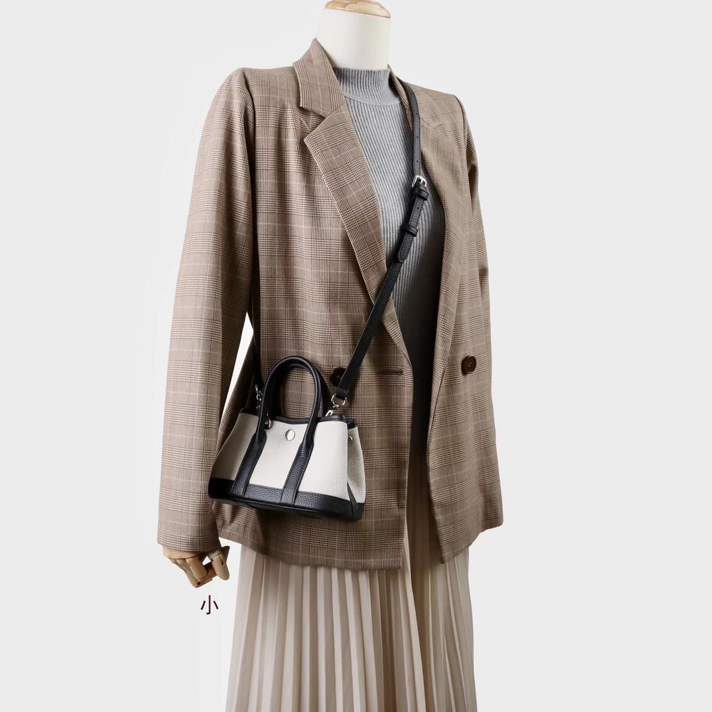 Borsa da giardino portatile in tela di vacchetta a contrasto di colore, alla moda, nuova, strato interno, sensazione premium, stile straniero, borsa a tracolla, casual, diagonale