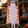 Outdoor Halloween Dekorationen Hängende Schaukel Geist, Leuchtender Schwingender Geist mit Ahornblatt Saisonale Gartenparty Ornamente Ranken Lichter Und Fernbedienung
