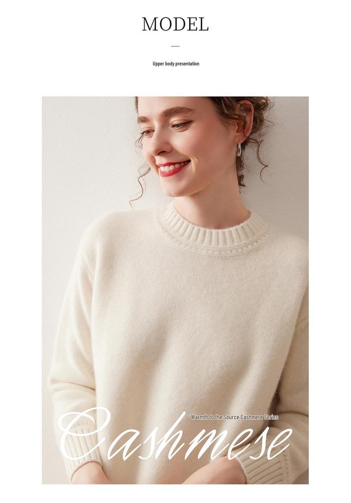 Women's Soft Baby Cashmere Sweater - Loose Knit, Versatile, Solid Color, Warm Base Layer