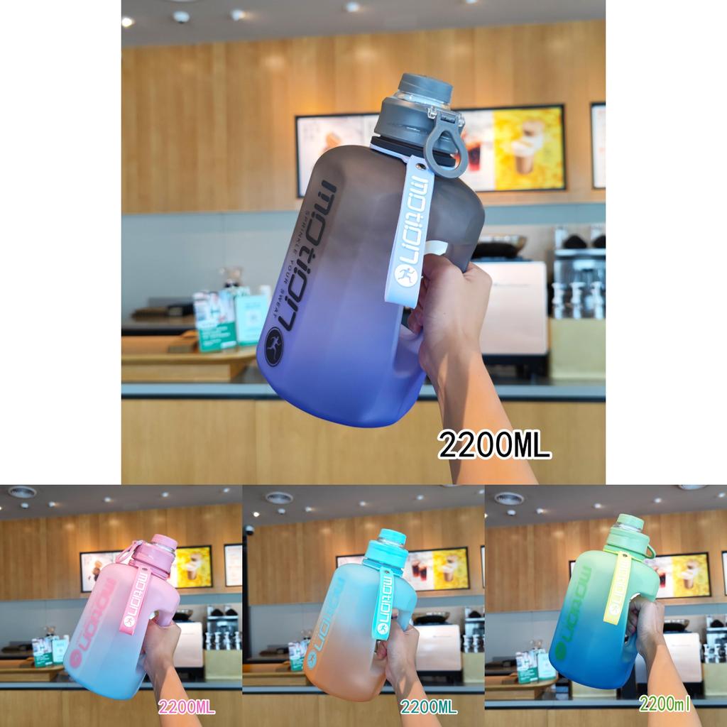 Large Capacity Gradient Color Sports Water Bottle Portable Handle Fat Plastic Cup Irregular Shape Hexagonal Kettle