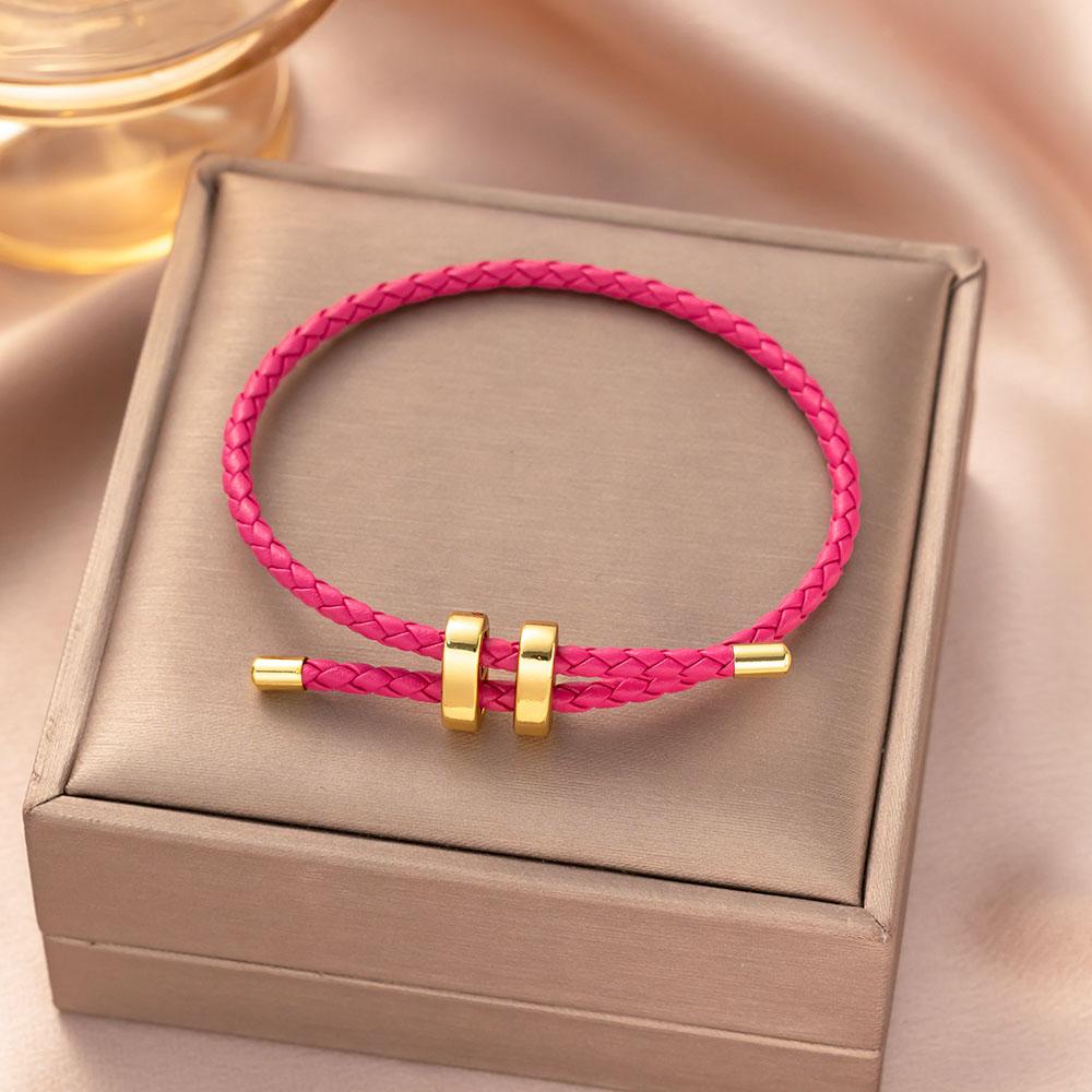 Trendiges Rotes Fadenarmband für Damen Herren Verstellbares Edelstahl Geflochtenes Seil Unisex Charm Schmuck