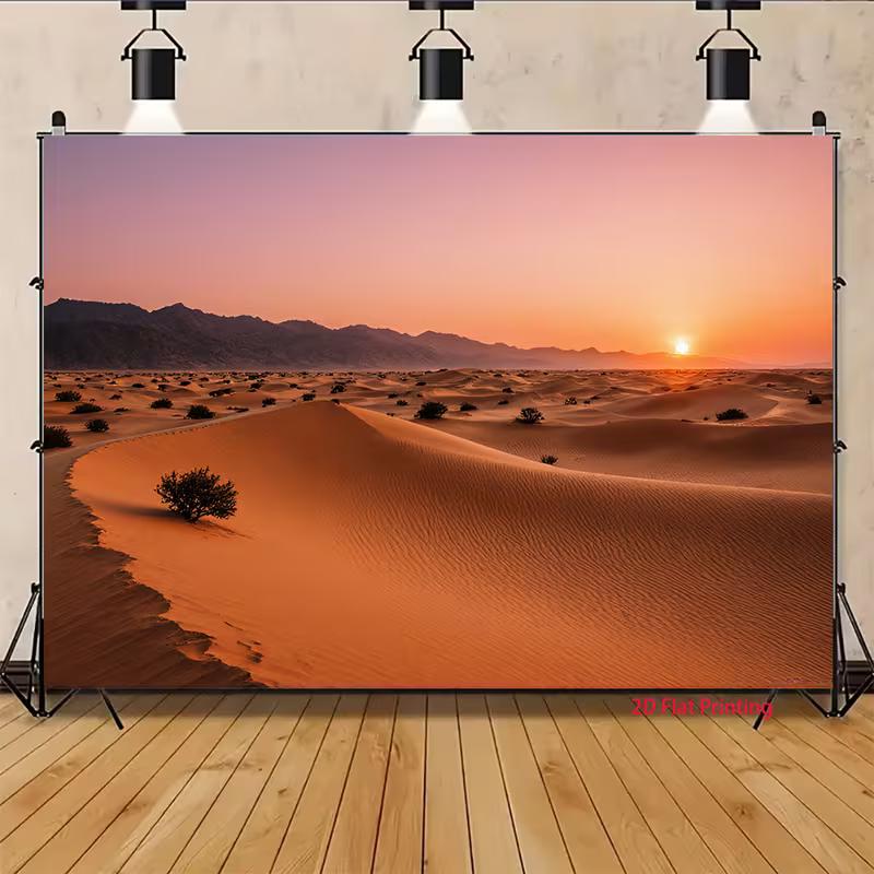 2D Artistic Desert Sunset Landscape Tapestry for Content Creation & Home Decor