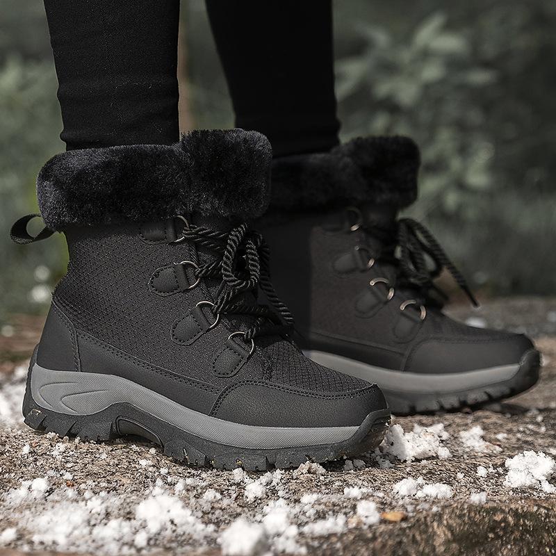 Winter Couple Snow Boots High Top Men And Women Hiking Shoes Cotton Shoes Comfortable Warm Plus Velvet Non-Slip Elderly Shoes