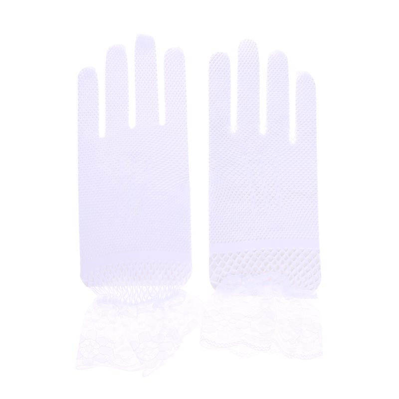 

Elegant Ladies Short Lace Gloves Sheer Fishn Net Prom Party Gloves Female S Fashionable Soild Color Full-Finger Mittens 1