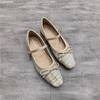 Fashion 2025 Flat Shoes Women's Spring Autumn New Vintage Mary Jane Shoes Women's Shallow Square Toe Large Size Women's Shoes 41-43