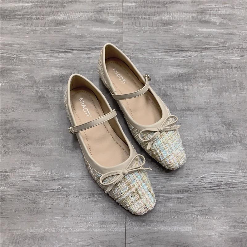 Fashion 2025 Flat Shoes Women's Spring Autumn New Vintage Mary Jane Shoes Women's Shallow Square Toe Large Size Women's Shoes 41-43