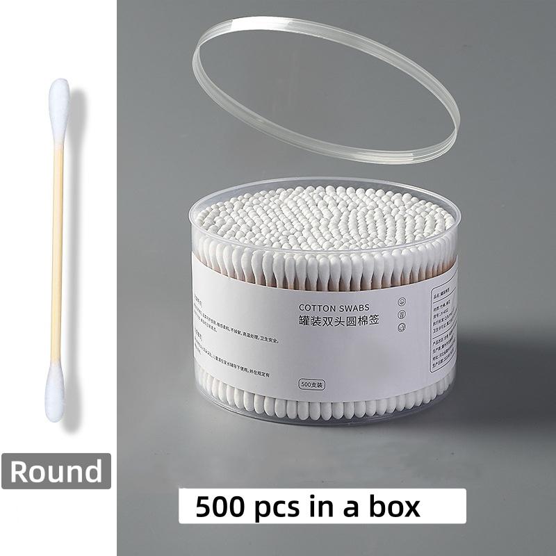 500pcs Bamboo Double-Ended Cotton Swabs - Gentle for Ears & Makeup, Unscented Disposable Ear Cleaning Cotton Swab Lip Tint