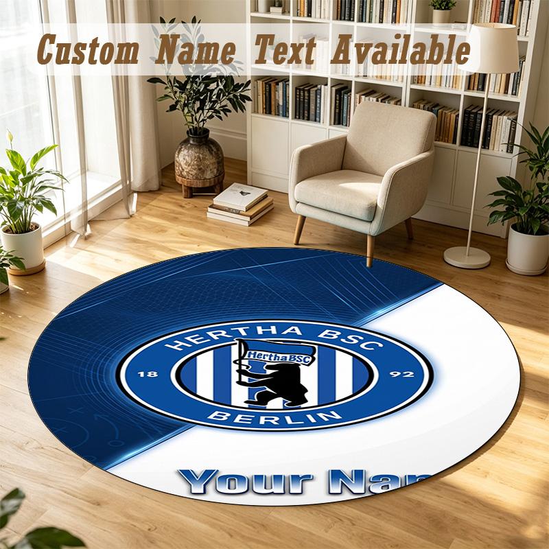 Round Rug Custom Namehertha Bsc Pattern Non Slip Carpet Home Floor Decor