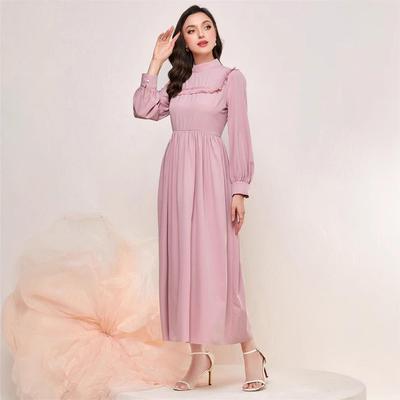 Elegant Mid-Waist Tassel Patchwork Spring Dress for Muslim Women