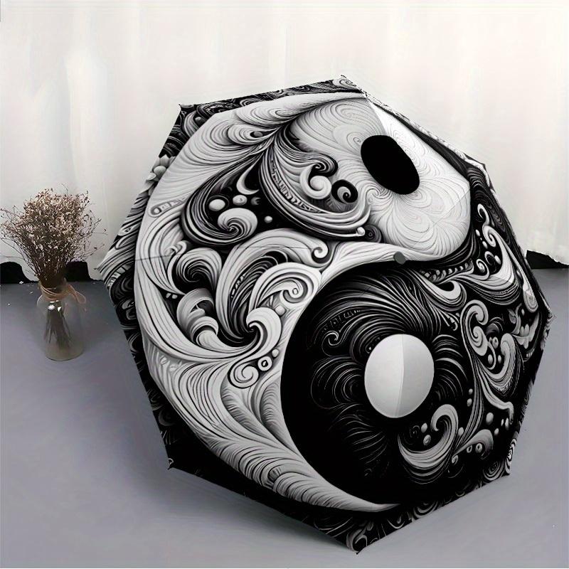 1 Stück Yin Yang Wirbel Automatisches Öffnen/Schließen, Ganzjahres-Tragbarer Faltregenschirm für Damen & Herren, Reisen, Alltag, Formelle Anlässe - Kompakter Luxus-Sonnenschirm, O