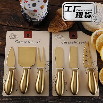 Manico Cavo in Acciaio Inossidabile, Coltello per Formaggio Dorato, Set di Coltelli per Formaggio, Confezione con Fascetta di Cartone, Posate Occidentali