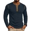 Mens Color Block Long Sleeve Casual Round Neck Bottoming T Shirt