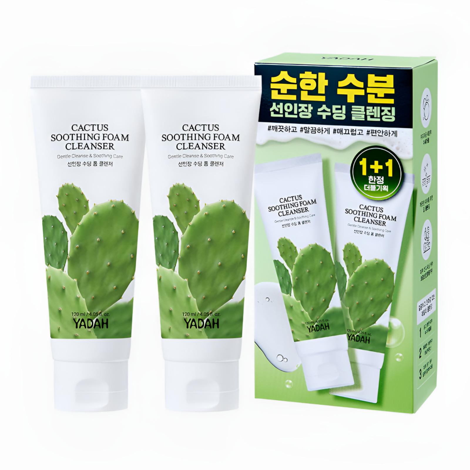 YADAH Cactus Soothing Foam Cleanser 120ml (2-Pack) 120ml 2-Pack