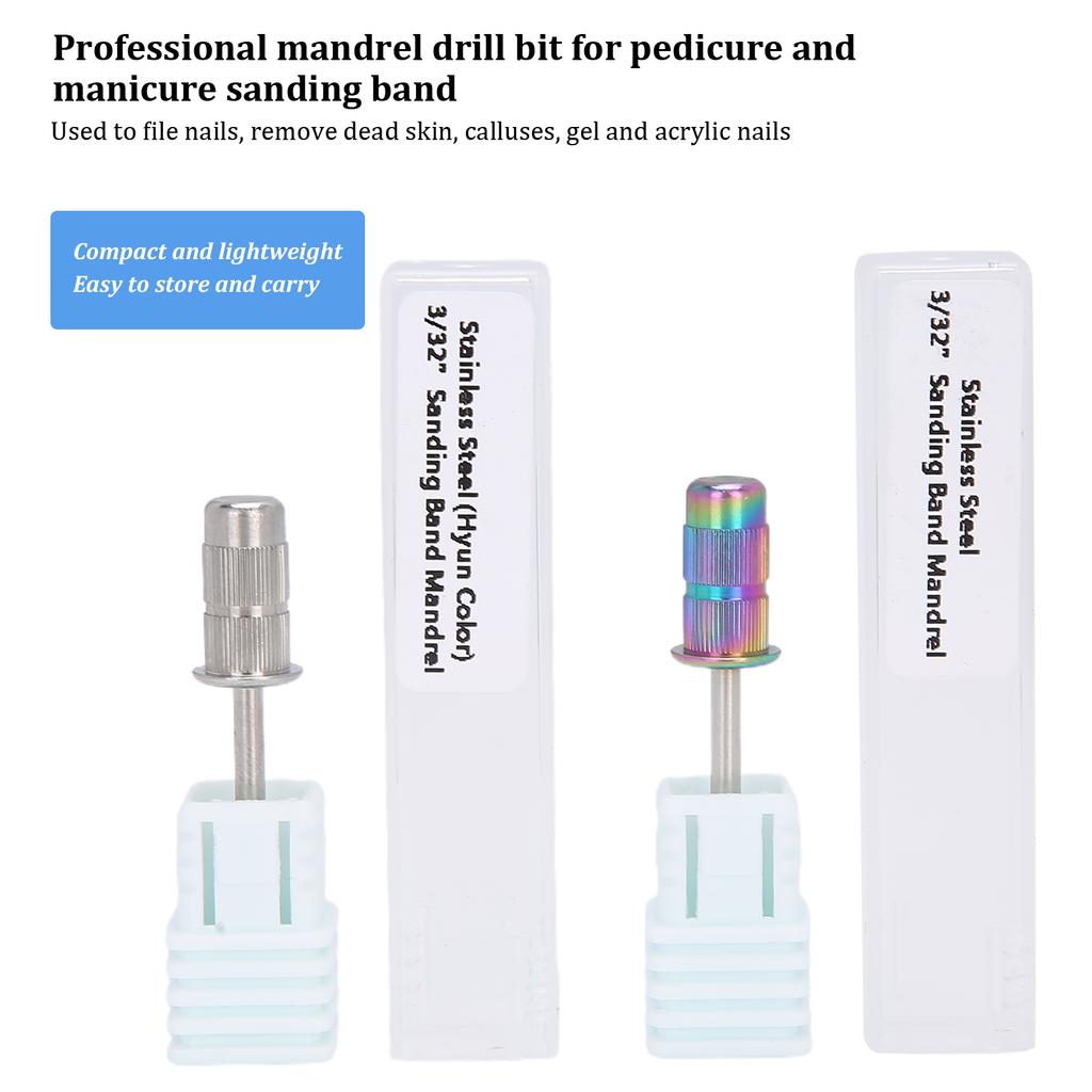 Nail Art Mandrel Bit Stainless Steel Nail Drill Bits Manicure Tool Accessory for Sanding Band
