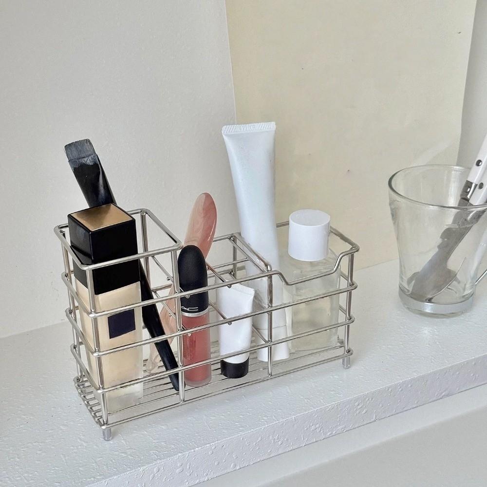 304 Stainless Steel 6 Grids Toothbrush Holder Ventilated Non-Slip Shower Table Bracket Easy To Clean Hanging